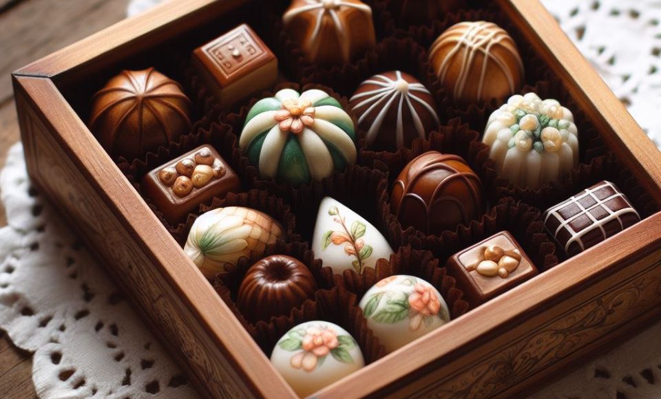 imagem de caixa de chocolate artesanal.
