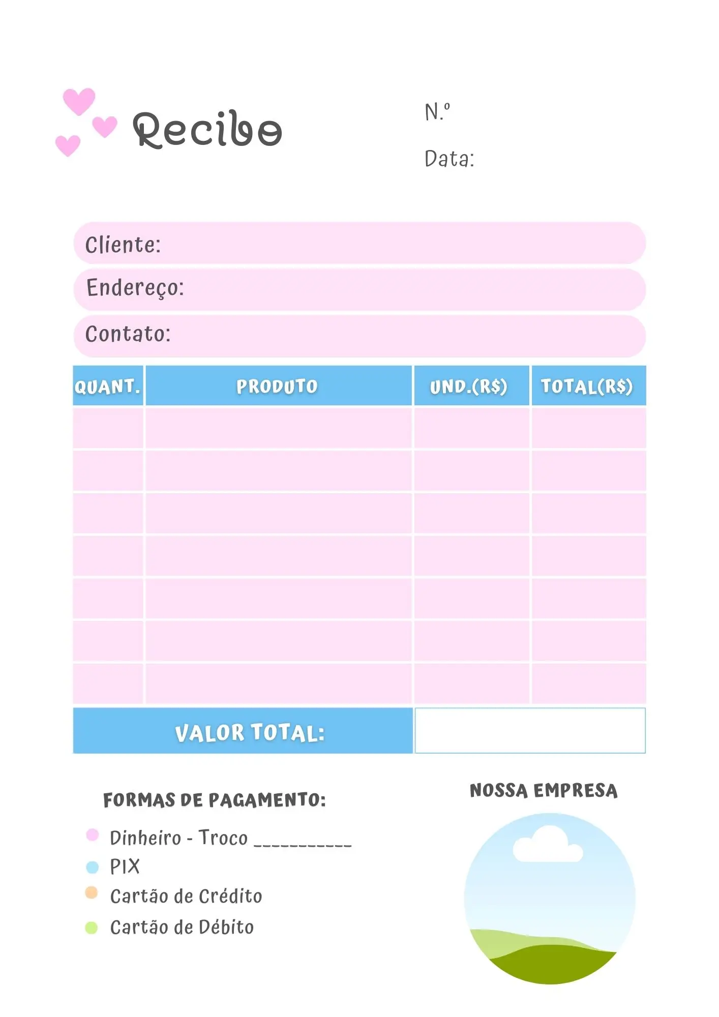 Recibo de loja infantil