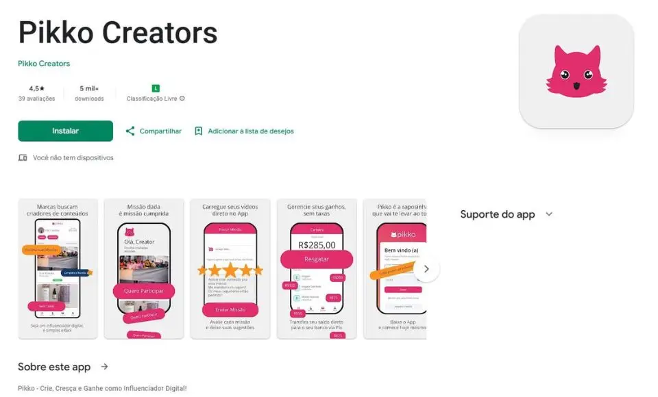 Imagem do aplicativo Pikko Creators.
