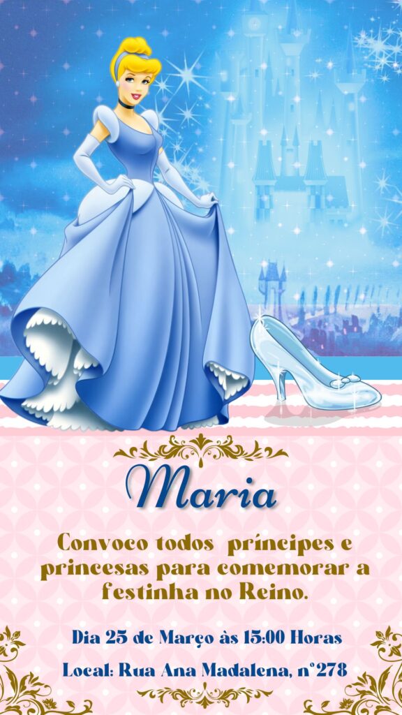 Convite digital da Cinderela. 