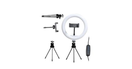 Luz para gravar vídeos + suporte para celular + tripé de mesa